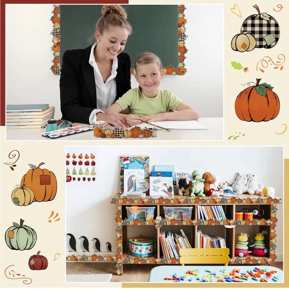 68.9 Ft  Pumpkin Bulletin Board Borders Fall Decorations. Home School Teacher